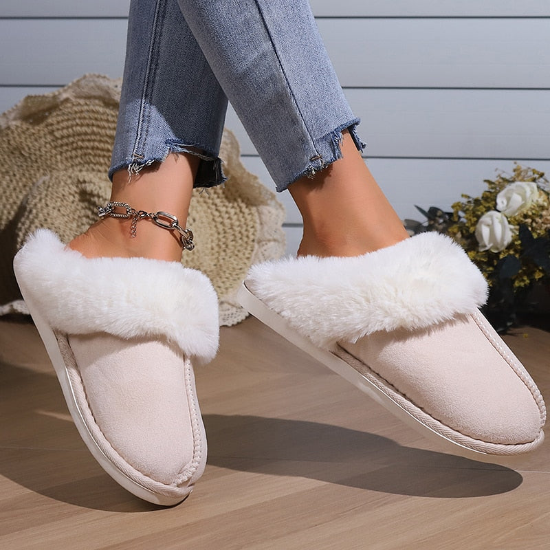 Cozy Comfort Faux Suede Fur Lined Slippers